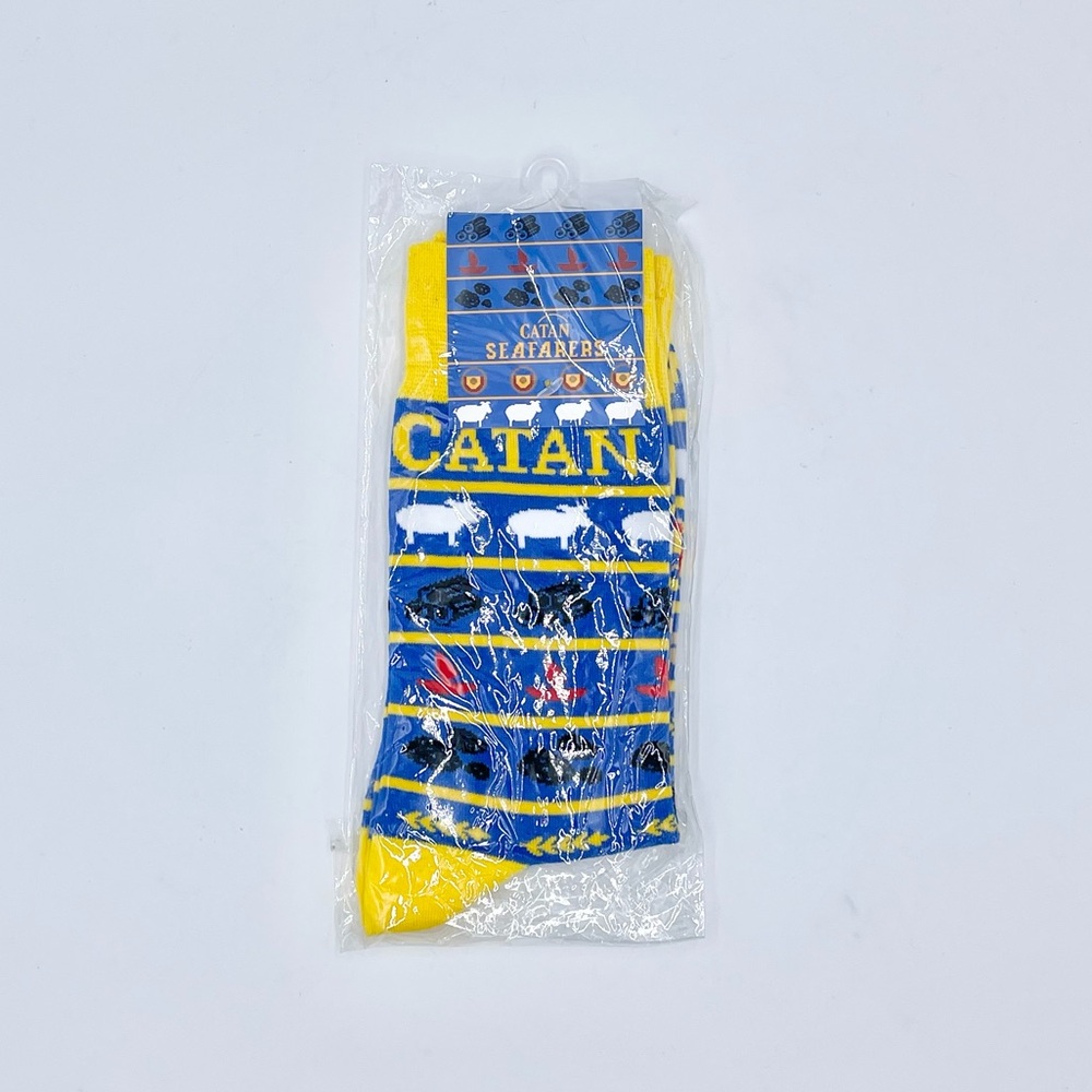 NEW Catan Seafarers Socks Blue Yellow Patterned Adult Unisex OS (size 6-12)